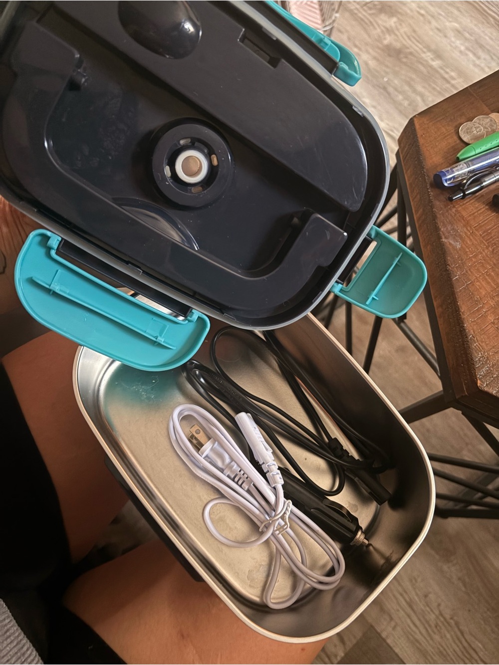 Electric Lunch Box Food Warmer - Teal and Black